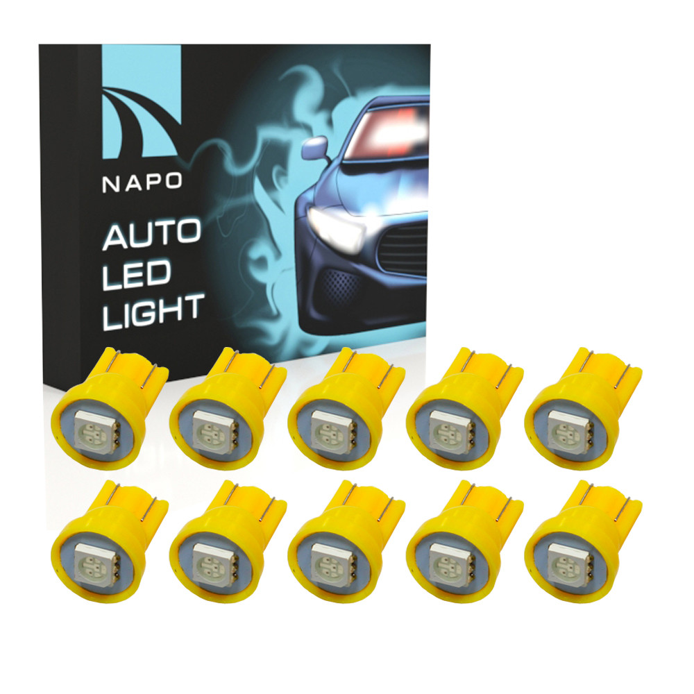 Автолампи діодна T10-5050-1smd, комплект 10 шт, W5W, T10, колір світіння жовтий