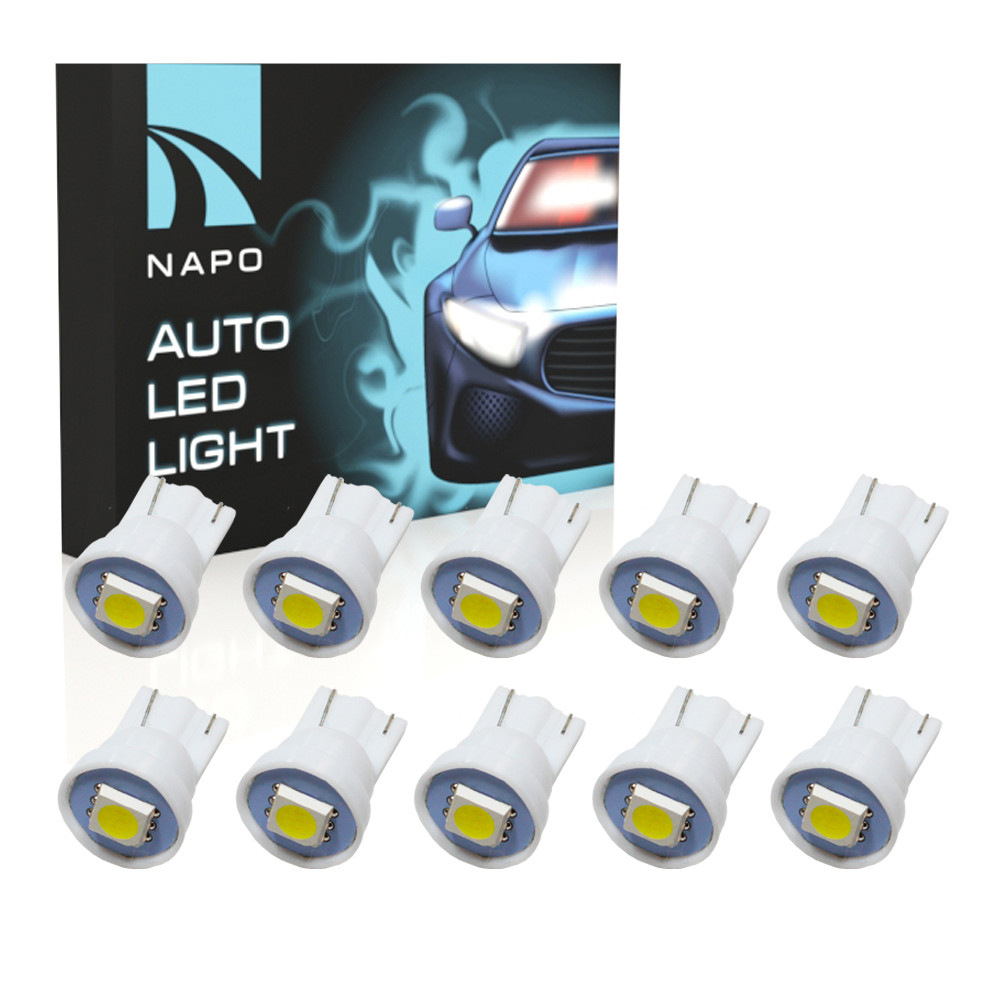 Автолампи діодна T10-5050-1smd, комплект 10 шт, W5W, T10, колір світіння білий