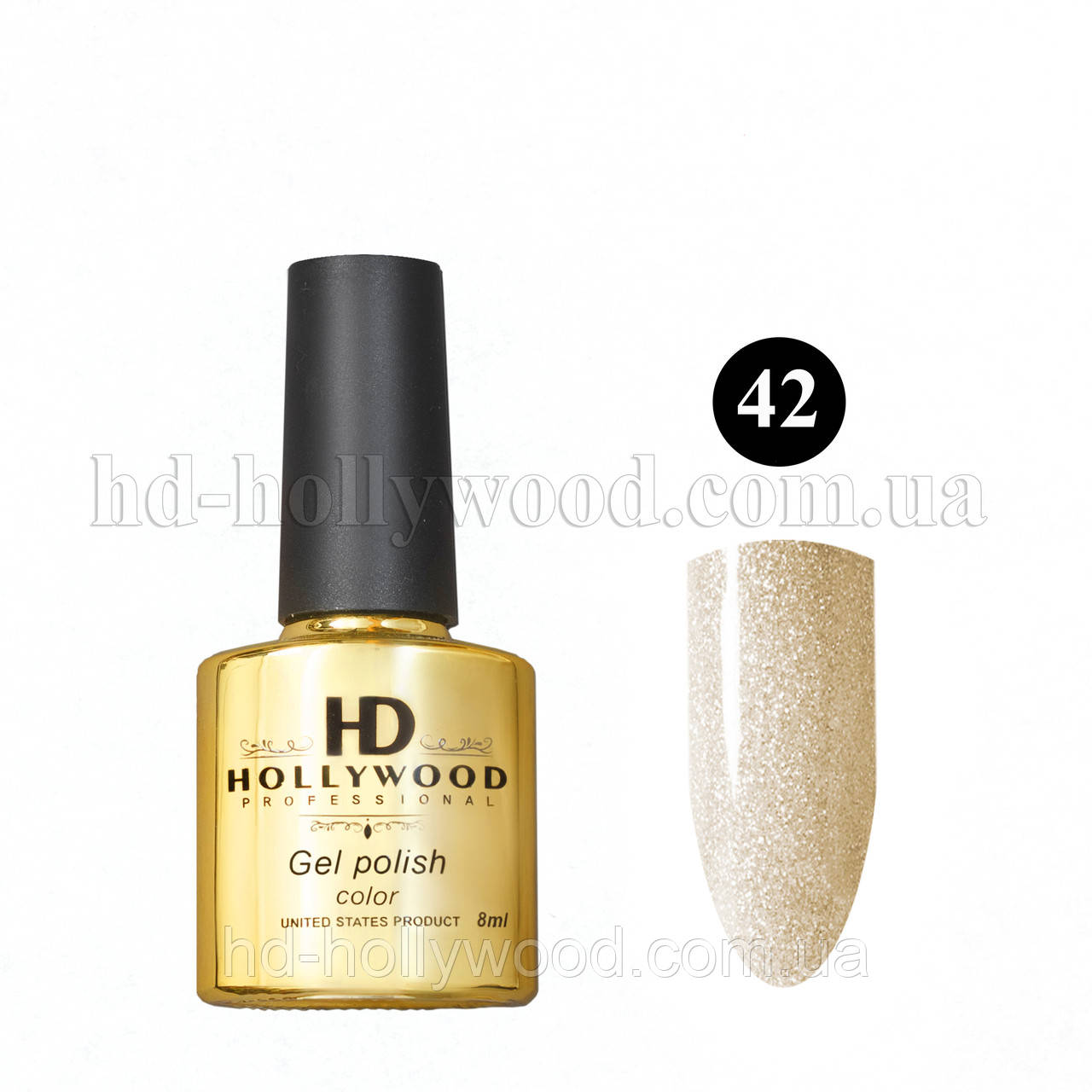 Гель-лак 42 Золото Срібло Шимер HD Hollywood 8 ml, фото 1