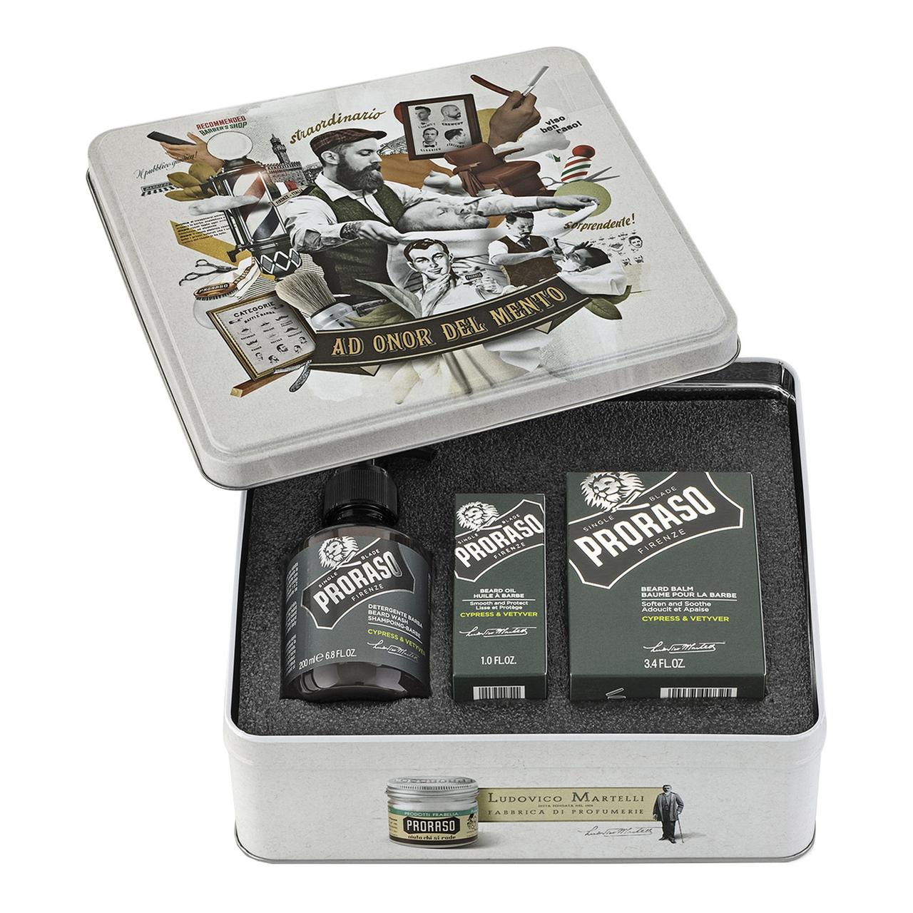 Чоловічий подарунковий набір по догляду за бородою Proraso Beard Kit Cypress & Vetyver
