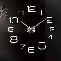 Настенные часы 3D Большие "Apex" - 3Д часы наклейка с зеркальным эффектом, необычные настенные часы стикеры Белый