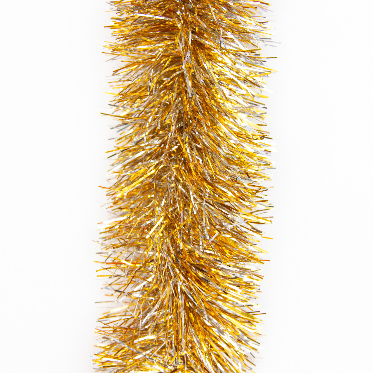 Новорічна прикраса - мішура, 200x7 см, ПВХ, золотисто-срібляста (ГПС-70/2-3), фото 1