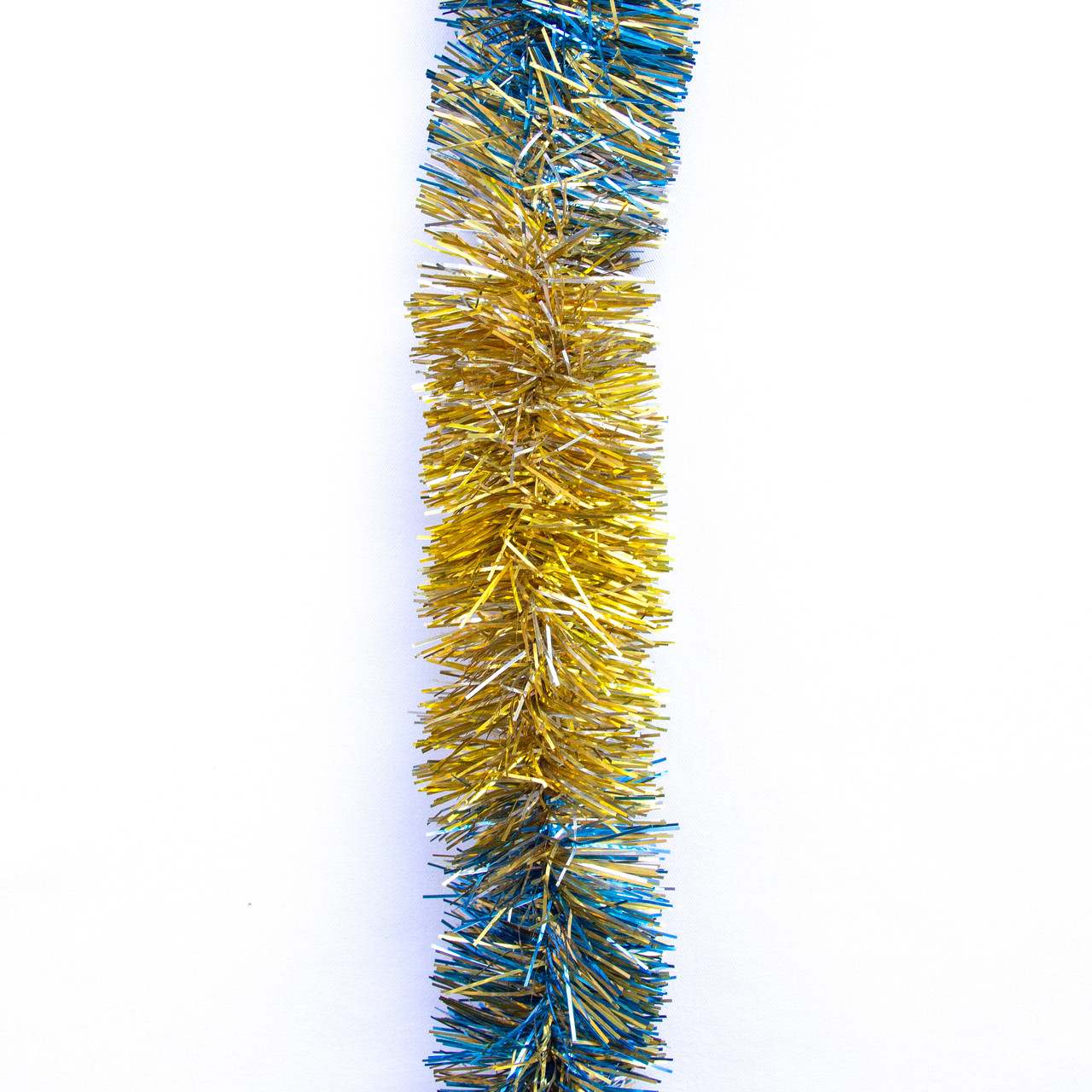 Новорічна прикраса - мішура, 200x5 см, ПВХ, золотисто-синя (ГР-50/2-2), фото 1