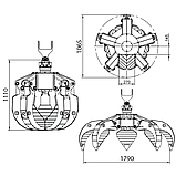 PZG240PH5-A Грейфер асиметричний, 5 пелюсток, 240 л, фото 2