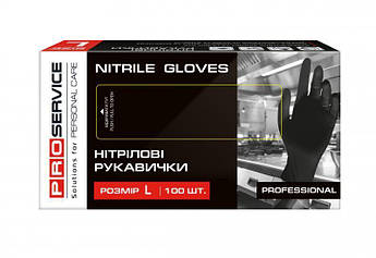 Рукавички нітрилові Professional PRO чорні, розмір L (100 шт/уп)