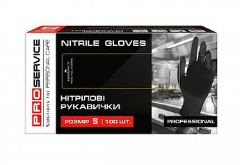 Рукавички нітрилові Professional PRO чорні, розмір S (100 шт/уп)