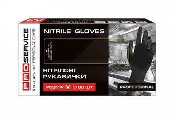 Рукавички нітрилові Professional PRO чорні, розмір М (100 шт/уп)