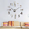 Настінні годинники 3D Великі "Zeit" - годинник наклейка з дзеркальним ефектом, незвичайні настінні 3Д годинник стікери, фото 2