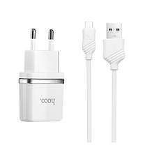 Зарядний пристрій (зарядка) для телефону Hoco C11 1 А+ кабель micro USB Білий, фото 6