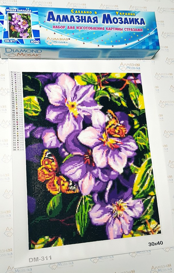 Набор для изготовление картин алмазной техникой Алмазная мозаика Бабочки на цветах