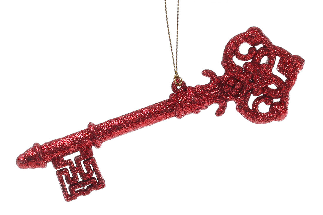 Ялинкова прикраса Ключик 14 см, колір червоний, фото 1