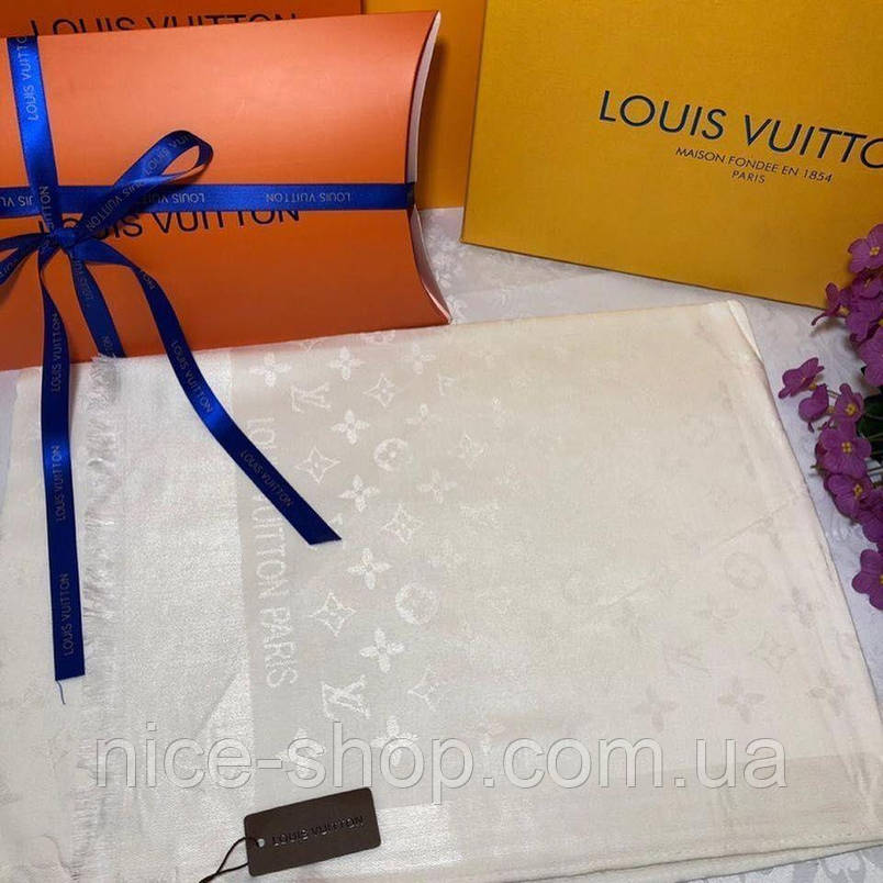 Палантин Louis Vuitton білий, фото 3