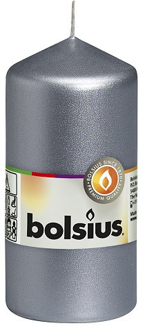 Свічка циліндр 12 см срібляста (60/120-271Б)