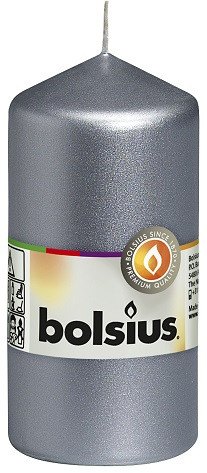 Свічка циліндр Bolsius 12 см срібляста (60/120-271Б)