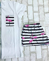 Хлопковая пижама Фламинго (полоска). Одежда для дома и сна
