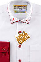 Белая рубашка с бордовым манжетами для мальчика "Княжич"