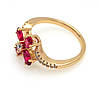 Кільце Чотирилисник з малиновим цирконієм, р. 17, р. 18, р. 19, р. 19,5, позолота Xuping, 18К, фото 3