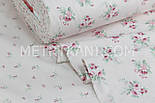 Тканина для постільної білизни з ранфорс "Бутони троянд" компаньйон на блідо-рожевому фоні Туреччина 240 см №РН 1913, фото 6