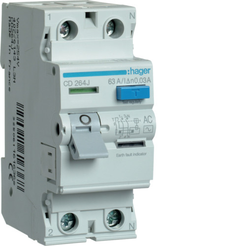 ПЗВ дифреле Hager 2П 63А 30мА тип АС CD264J