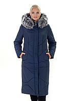 Жіноче зимове тепле пальто на силіконі з хутром, великих розмірів р-48,50,52,54,56,58, 60, 62, 64, 66