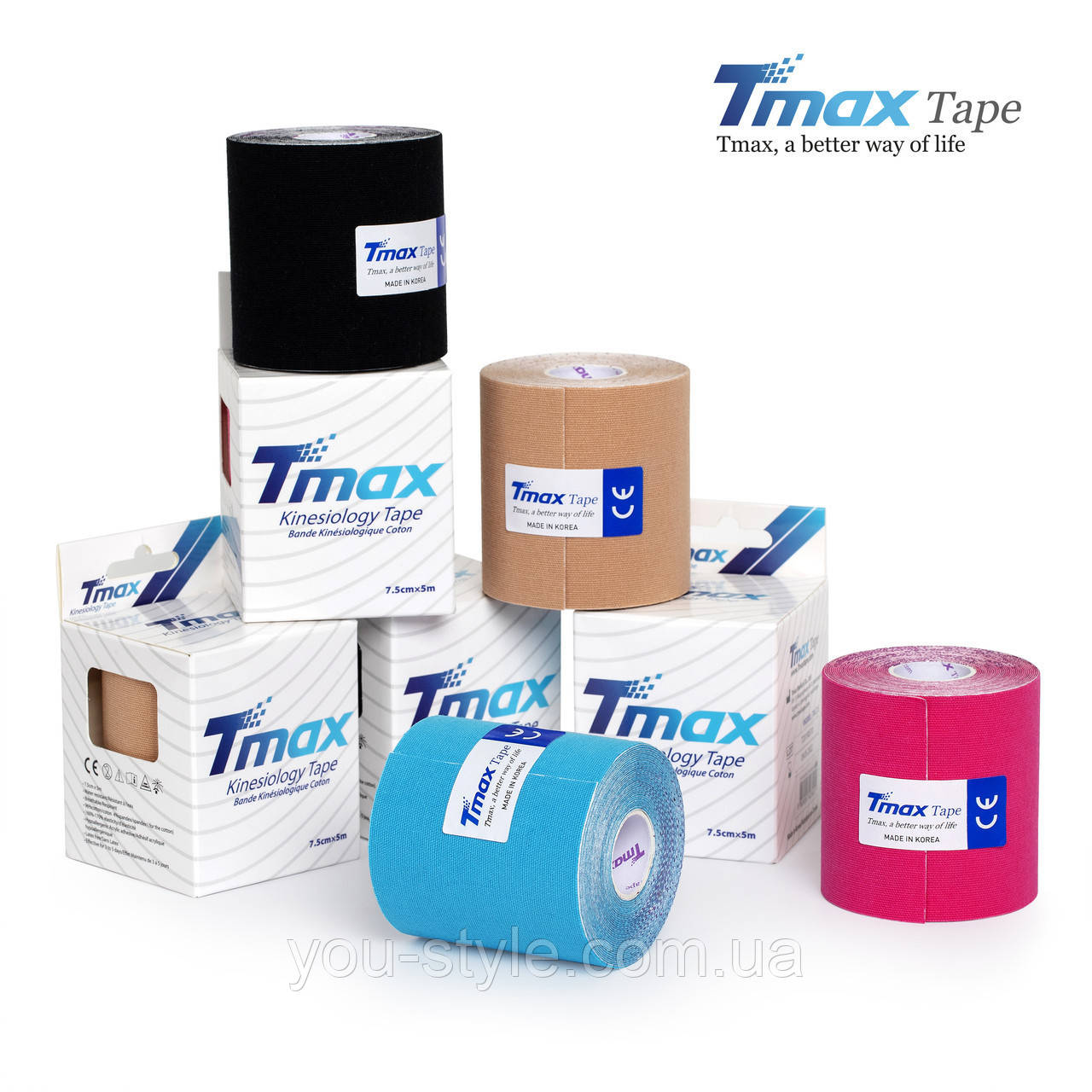 Кинезио тейп Tmax Tape 7,5 см х 5м Бавовна