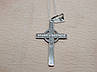Хрест жіночий прямий срібний з камінням родированый, фото 5