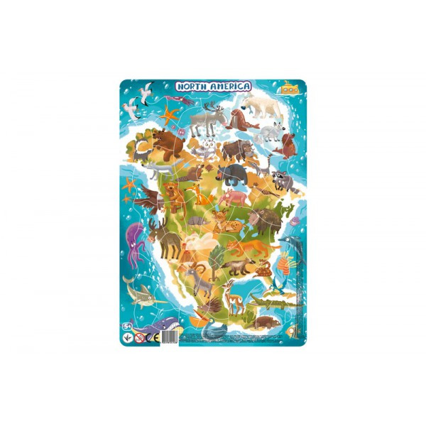 Пазли серії карта світу тварини, Північна Америка 53 елементи R300177 ДоДо