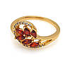 Кільце позолочене, Гілочка з червоними камінцями, р.17, р. 18, Xuping 18К, фото 3