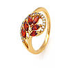 Кільце позолочене, Гілочка з червоними камінцями, р.17, р. 18, Xuping 18К, фото 2