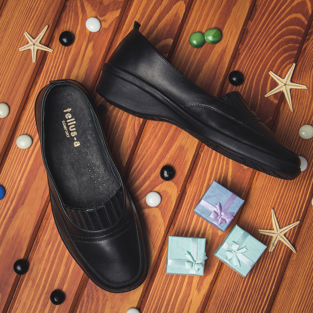 Шкіряні туфлі зі збільшеною повнотою Tellus 02-05/1B Чорні РОЗПРОДЖА, фото 1