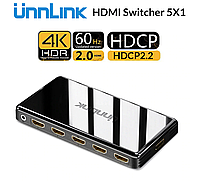 Коммутатор Unnlink HDMI 2.0 5X1 Switch 5 входов (input) 1 выход (output) пульт ДУ свитч видеосигнала