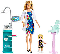 Лялька Барбі дитячий лікар стоматолог дантист із малюковою Barbie Dentist Doll & Playset блондинка