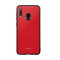 Силиконовый чехол Glass case со стеклянной задней панелью для Samsung Galaxy А30 (2019) А305 / A20 Красный
