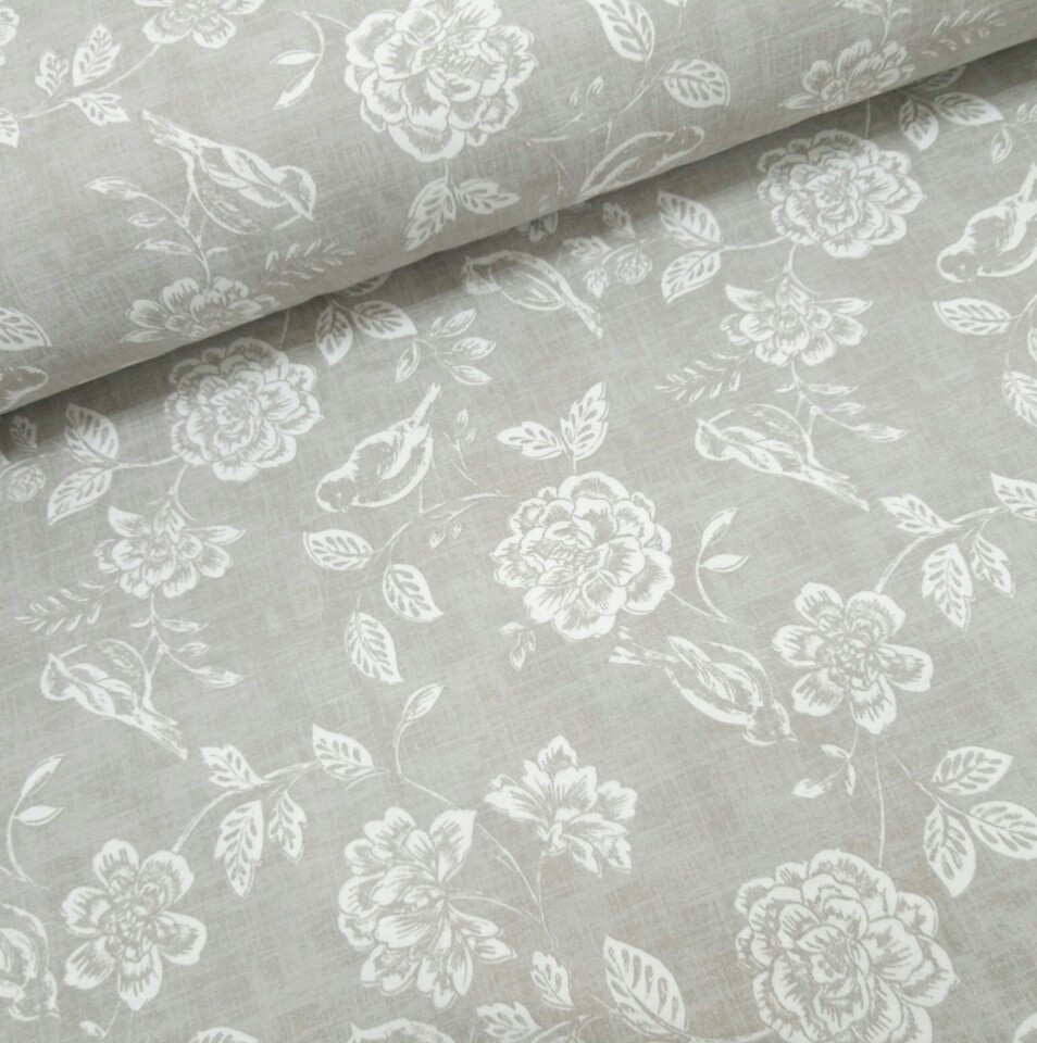 Водовідштовхувальна тканину Duck білі троянди на сірому