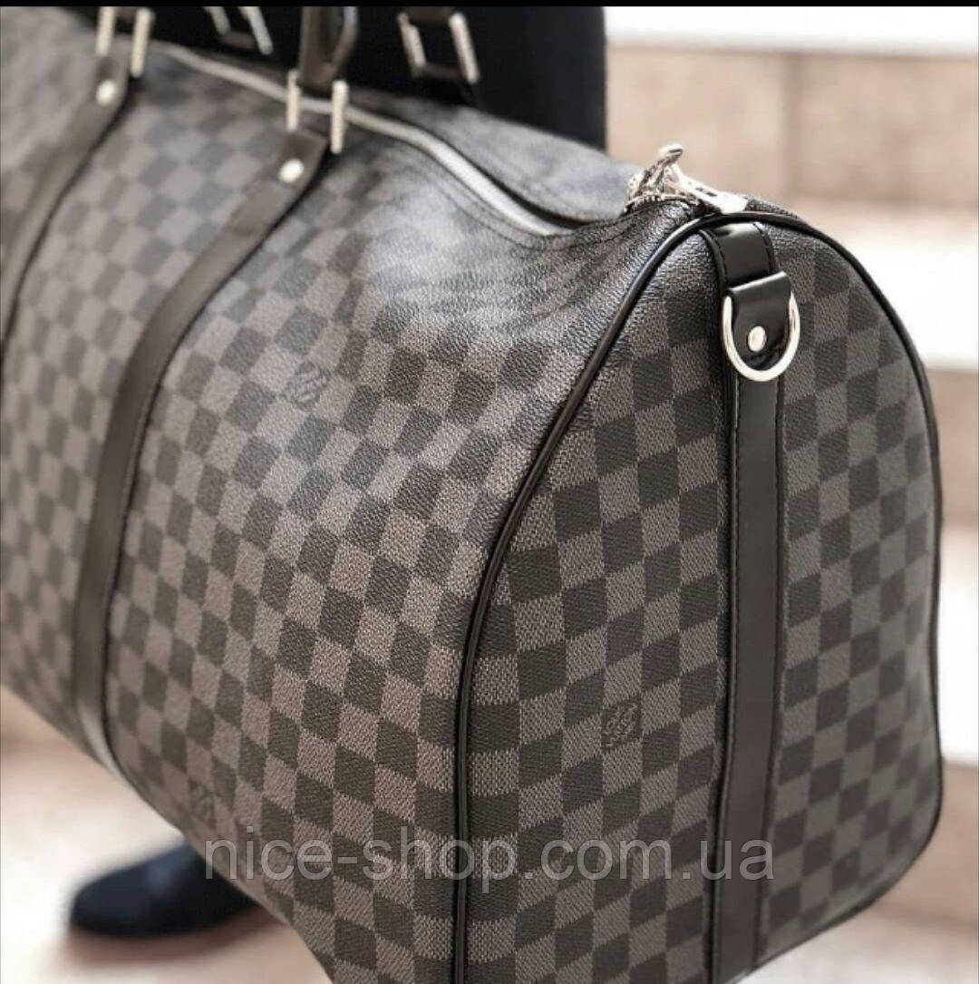 Сумка Louis Vuitton шкіряна,50 см, сіра шахматка, Люкс