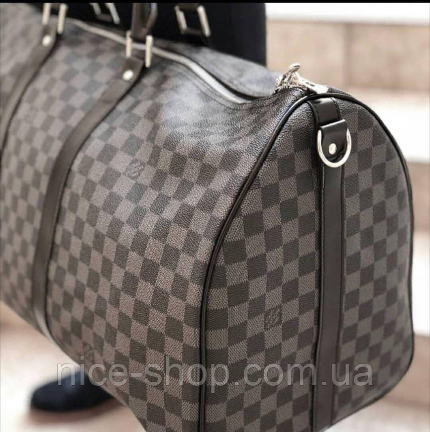 Сумка Louis Vuitton шкіряна,50 см, сіра шахматка, Люкс, фото 2