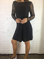 Платье женское с гипюром черное 40 (46)