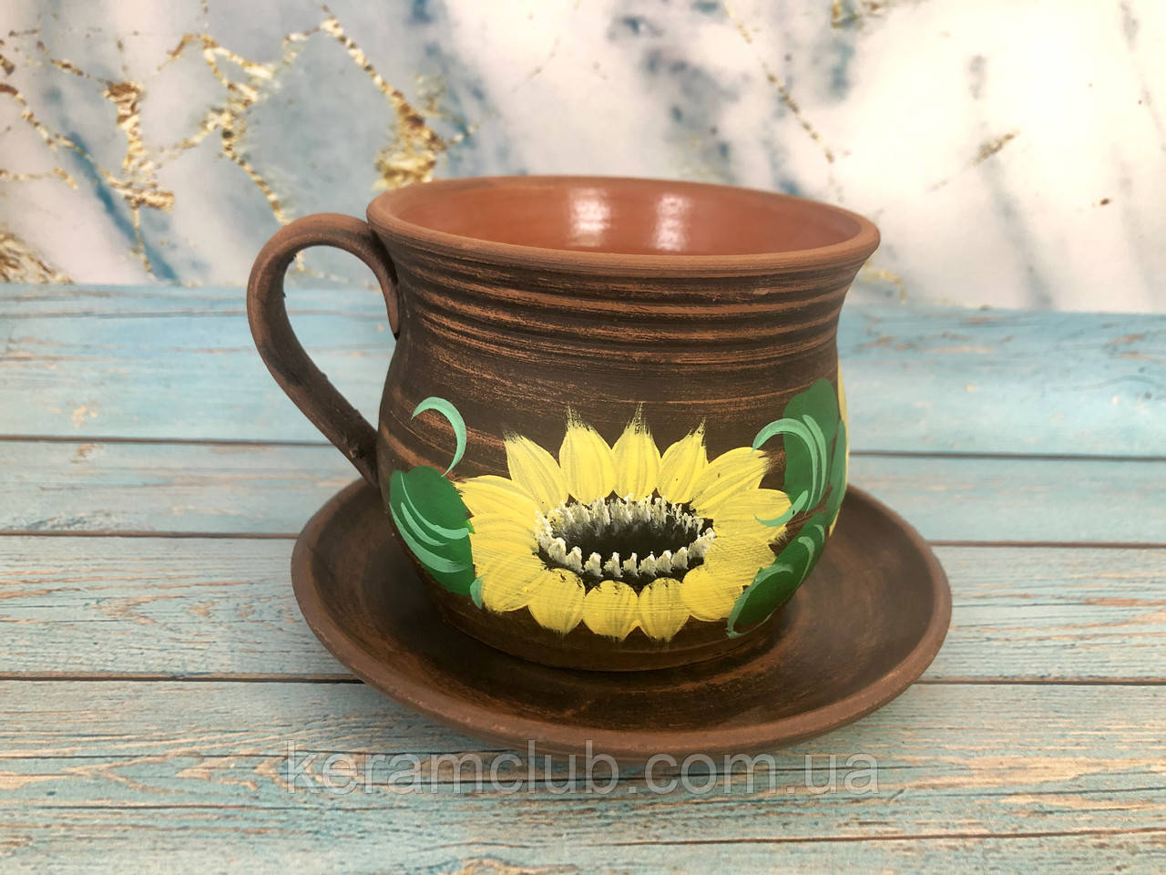 Набір чашка ручної роботи 350 мл і блюдце 12 см