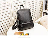 Рюкзак міський жіночий шкіряний (чорний), фото 3