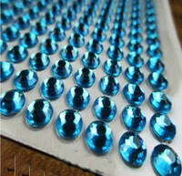 Камни самоклеящиеся (стразы клеевые) 6 мм голубые 504 шт