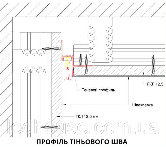 Профиль парящего потолка LED1220 под гипсокартон под рассеиватель, цена ...
