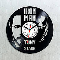 Часы Железный человек Тони Старк силуэт Tony Stark часы Iron Man виниловые часы Часы настенные 30 сантиметров
