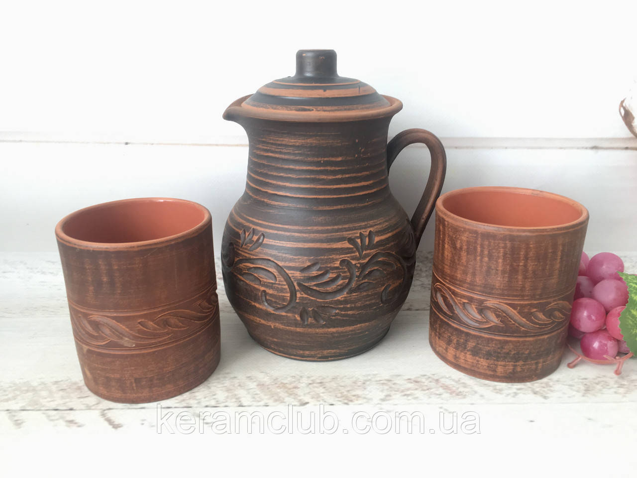 Набір глечик кухонний 1,5 л і 2 склянки 380 мл, фото 1