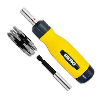 Викрутка з тріскачкою Berg Cr-V 12 насадок (47-435), фото 1