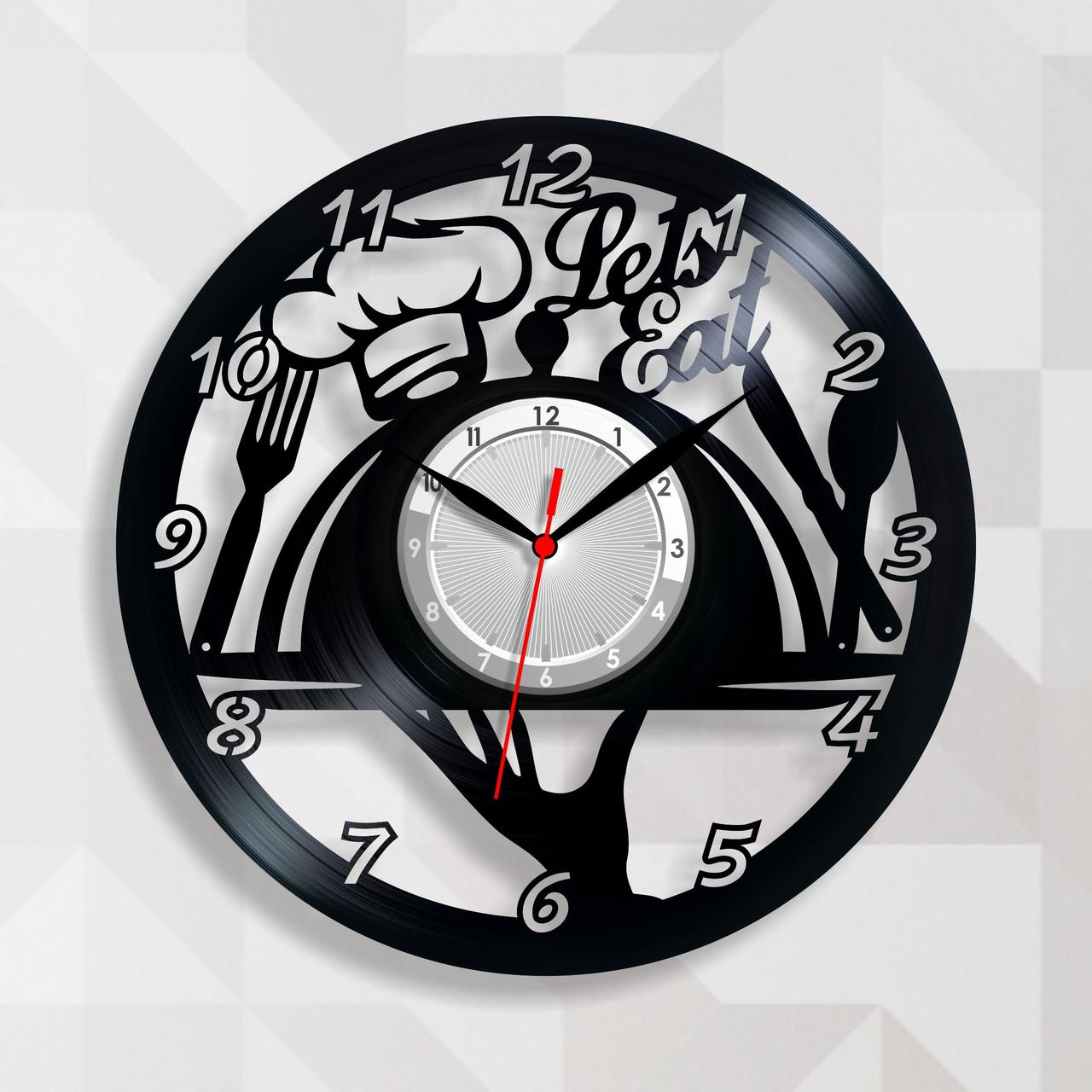 Вініловий годинник Нумо їсти Годинник для кухні Годинника з вінілу для столової Кухонні предмети Круглий годинник
