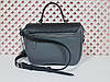 Сумка жіноча "Луна" натуральна шкіра, сірий з чорним флотар, фото 3