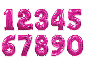 Повітряні фольговані кульки у формі цифр від 0 до 9 рожевий одна цифра