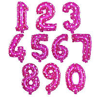 Воздушные фольгированные шары в форме цифр от 0 до 9 100 см цвет розовый одна цифра 1шт