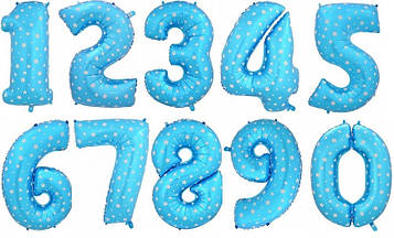 Повітряні фольговані кульки у формі цифр від 0 до 9 100 см колір блакитний одна цифра