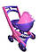 Коляска для ляльок DoIoni Рожевий з Фіолетовим, фото 5